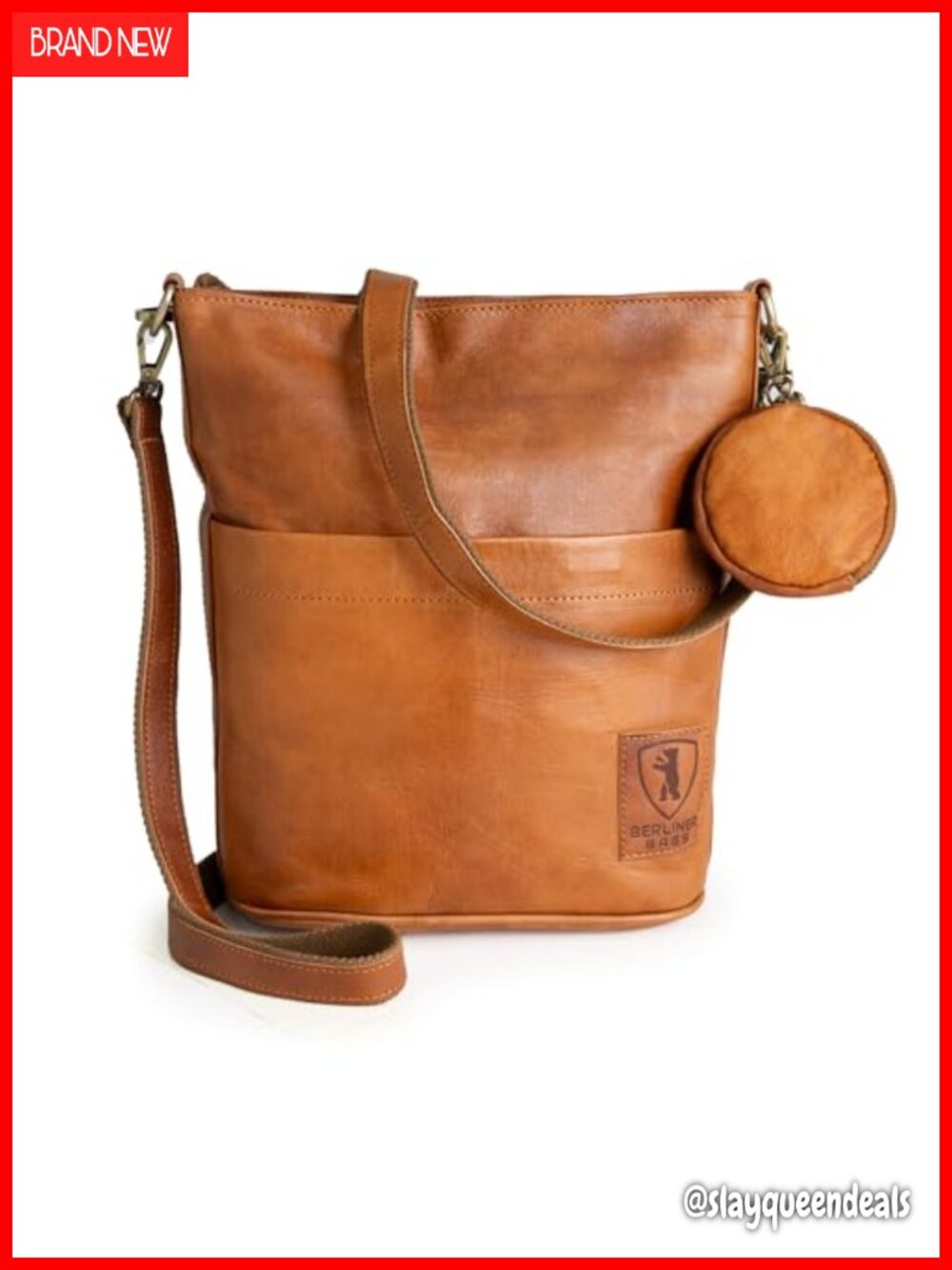 Full Grain Leather Shoulder Bag, Vintage Style, Hobo Silhouette